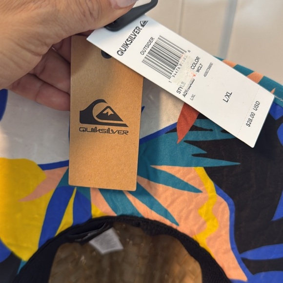 NWTs Quiksilver Outsider Straw Hat with Multicolor Tropical Trim Brim - LG - Picture 4 of 5